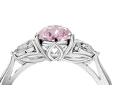 Platinum Three-Stone Fancy Pink Pear Cut Diamond Ring with Pear  Side Stones in Four-Prong Setting_16