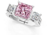 Platinum Three-Stone Fancy Pink Princess Cut Cut Classic Band Prong Setting Ring_13