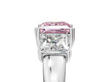 Platinum Three-Stone Fancy Pink Princess Cut Cut Diamond Ring with Channel Set Band and Four-Prong Setting_29