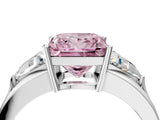 Platinum Three-Stone Fancy Pink Princess Cut Cut Diamond Ring with Trillion Side Stones on a Split Shank Band_34