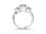 Platinum Three-Stone Fancy Pink Princess Cut Diamond Channel Set Engagement Ring with Prong Setting_29