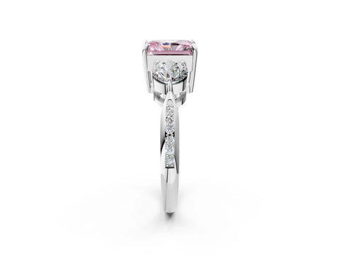 Platinum Three-Stone Fancy Pink Radiant Cut Diamond Channel Set Engagement Ring with Prong Setting_20