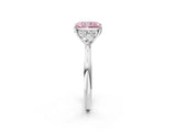 Platinum Three-Stone Fancy Pink Radiant Cut Diamond Ring with Pear  Side Stones in Four-Prong Setting_14