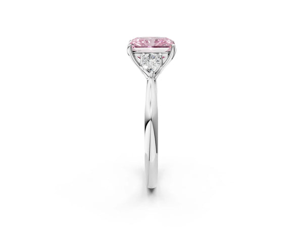 Platinum Radiant Cut Engagement Ring Setting for Fancy Pink Center with Pear Side Stones