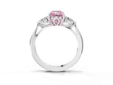 Platinum Three-Stone Fancy Pink Radiant Cut Diamond Ring with Pear  Side Stones in Four-Prong Setting_15