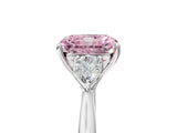 Platinum Three-Stone Fancy Pink Radiant Cut Diamond Ring with Pear  Side Stones in Four-Prong Setting_17