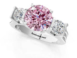 Platinum Three-Stone Fancy Pink Round Cut Cut Classic Band Prong Setting Ring_7