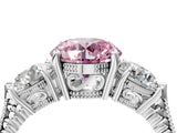 Platinum Three-Stone Fancy Pink Round Cut Cut Milgrain Band Prong Setting Ring_10