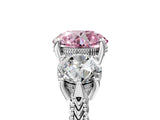 Platinum Three-Stone Fancy Pink Round Cut Cut Milgrain Band Prong Setting Ring_11