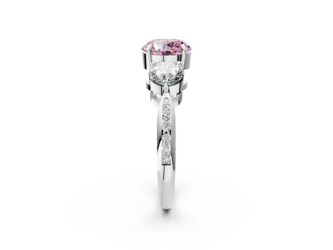 Platinum Three-Stone Fancy Pink Round Cut Diamond Channel Set Engagement Ring with Prong Setting_26