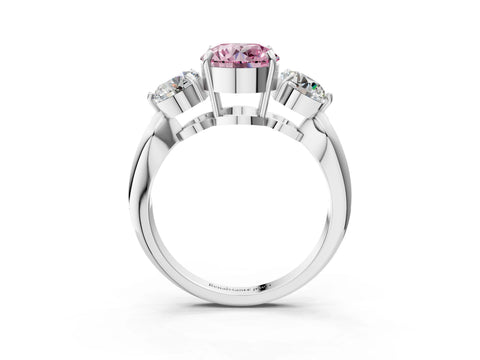 Platinum Three-Stone Fancy Pink Round Cut Diamond Channel Set Engagement Ring with Prong Setting_27