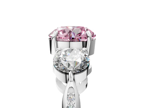 Platinum Three-Stone Fancy Pink Round Cut Diamond Channel Set Engagement Ring with Prong Setting_29