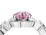 Platinum Three-Stone Fancy Pink Round Cut Diamond Wave Pave Band with Prong Setting_10