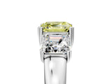 Platinum Three-Stone Fancy Yellow Asscher Cut Cut Diamond Ring with Channel Set Band and Four-Prong Setting_23