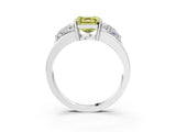 Platinum Three-Stone Fancy Yellow Asscher Cut Cut Diamond Ring with Trillion Side Stones on a Split Shank Band_39