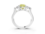 Platinum Three-Stone Fancy Yellow Cushion Cut Cut Classic Band Prong Setting Ring_15