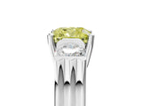 Platinum Three-Stone Fancy Yellow Cushion Cut Cut Classic Band Prong Setting Ring_17