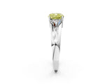 Platinum Three-Stone Fancy Yellow Cushion Cut Cut Diamond Ring with Trillion Side Stones on a Split Shank Band_14