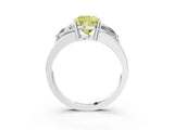 Platinum Three-Stone Fancy Yellow Cushion Cut Cut Diamond Ring with Trillion Side Stones on a Split Shank Band_57