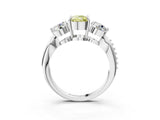 Platinum Three-Stone Fancy Yellow Cushion Cut Diamond Channel Set Engagement Ring with Prong Setting_27