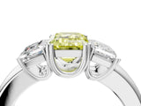 Platinum Three-Stone Fancy Yellow Emerald Cut Cut Diamond Ring with Channel Set Band and Four-Prong Setting_28