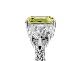 Platinum Three-Stone Fancy Yellow Emerald Cut Cut Milgrain Band Prong Setting Ring_11
