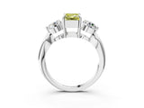 Platinum Three-Stone Fancy Yellow Emerald Cut Diamond Channel Set Engagement Ring with Prong Setting_21