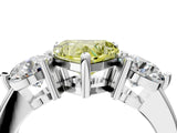 Platinum Three-Stone Fancy Yellow Heart  Brilliant Cut Solitaire Ring with Prong Setting on a Classic Band 4
