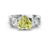 Platinum Three-Stone Fancy Yellow Heart Cut Cut Classic Band Prong Setting Ring_12
