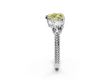 Platinum Three-Stone Fancy Yellow Heart Cut Cut Milgrain Band Prong Setting Ring_80