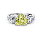 Platinum Three-Stone Fancy Yellow Heart Cut Diamond Channel Set Engagement Ring with Prong Setting_18