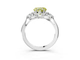 Platinum Three-Stone Fancy Yellow Heart Cut Diamond Ring with Pear  Side Stones in Four-Prong Setting_15