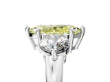 Platinum Three-Stone Fancy Yellow Marquise  Brilliant Cut Solitaire Ring with Prong Setting on a Classic Band 5