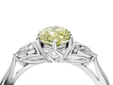 Platinum Three-Stone Fancy Yellow Marquise Cut Diamond Ring with Pear  Side Stones in Four-Prong Setting_16