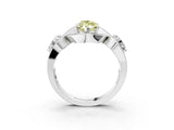 Platinum Three-Stone Fancy Yellow Marquise Cut Diamond Wave Pave Band with Prong Setting_105