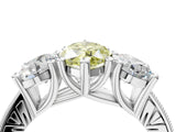 Platinum Three-Stone Fancy Yellow Marquise  Diamond Milgrain Pave Band with Prong Setting 5