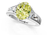 Platinum Three-Stone Fancy Yellow Oval Cut Cut Diamond Ring with Trillion Side Stones on a Split Shank Band_37