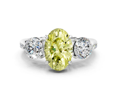 Platinum Three-Stone Fancy Yellow Oval Cut Diamond Channel Set Engagement Ring with Prong Setting_18