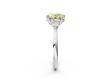 Platinum Three-Stone Fancy Yellow Oval Cut Diamond Ring with Pear  Side Stones in Four-Prong Setting_14