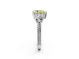 Platinum Three-Stone Fancy Yellow Pear Cut Cut Milgrain Band Prong Setting Ring_8
