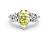 Platinum Three-Stone Fancy Yellow Pear Cut Diamond Channel Set Engagement Ring with Prong Setting_24