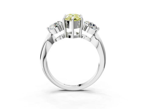 Platinum Three-Stone Fancy Yellow Pear Cut Diamond Channel Set Engagement Ring with Prong Setting_27