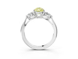 Platinum Three-Stone Fancy Yellow Pear Cut Diamond Ring with Pear  Side Stones in Four-Prong Setting_15