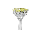 Platinum Three-Stone Fancy Yellow Pear Cut Diamond Ring with Pear  Side Stones in Four-Prong Setting_17