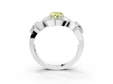 Platinum Three-Stone Fancy Yellow Pear Cut Diamond Wave Pave Band with Prong Setting_9