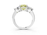 Platinum Three-Stone Fancy Yellow Princess  Brilliant Cut Solitaire Ring with Prong Setting on a Classic Band 5