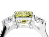 Platinum Three-Stone Fancy Yellow Princess Cut Cut Classic Band Prong Setting Ring_16