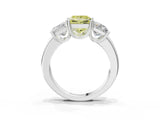 Platinum Three-Stone Fancy Yellow Princess Cut Cut Diamond Ring with Channel Set Band and Four-Prong Setting_15