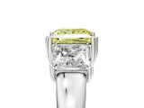 Platinum Three-Stone Fancy Yellow Princess Cut Cut Diamond Ring with Channel Set Band and Four-Prong Setting_17