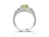 Platinum Three-Stone Fancy Yellow Princess Cut Cut Milgrain Band Prong Setting Ring_45